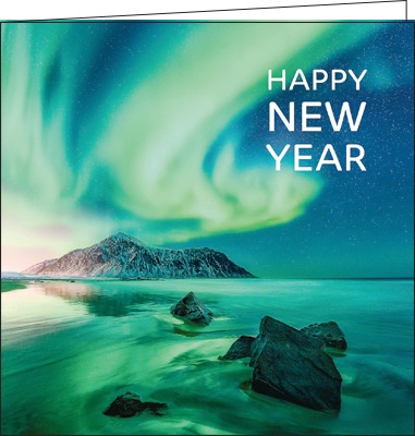 Neujahrskarten "Polarlichter und Meer"
