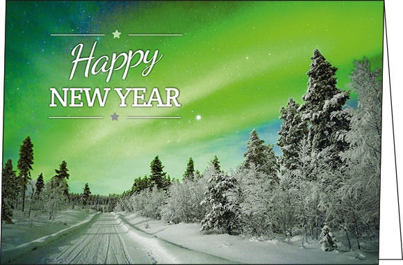 Neujahrskarten "Polarlichter Weg"