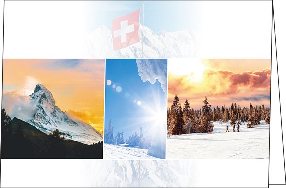Weihnachtskarten "Matterhorn & Schweizerkreuz"