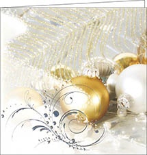 Weihnachtskarte, Weihnachtskugel, silber,150 x 150