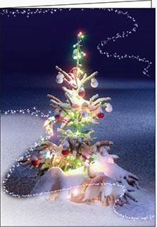 Weihnachtskarte, bunter Weihnachtsbaum, A5 hoch
