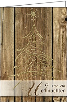 Weihnachtskarte, Tannenbaum auf Holz, A5 hoch