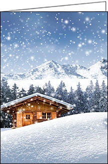 Weihnachtskarte, Santas Holzhaus, A5 hoch