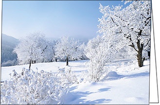 Weihnachtskarte, Winterlandschaft in der Früh, A5