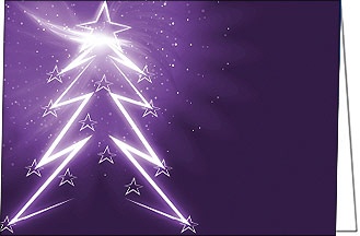 Weihnachtskarte mit Weihnachtsbaum, in violett A5