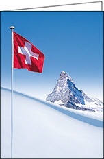 Weihnachtskarte Matterhorn mit Schweizerfahne, A6