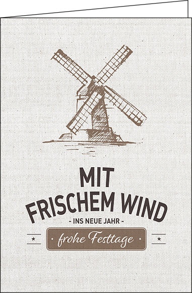 Neujahrskarten "Windmühle" im Leinenstil