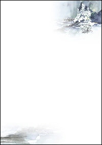 Weihnachtsbriefpapier Winterlandschaft gemalt