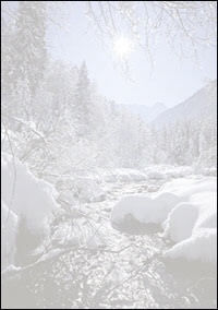 Weihnachtsbriefpapier Winterlandschaft mit Bach