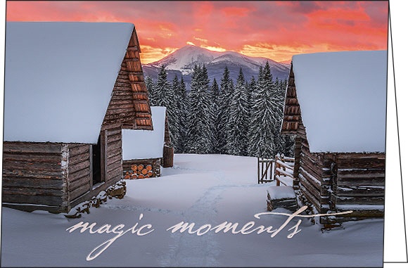 Weihnachtskarten, Blochhaus-Dorf