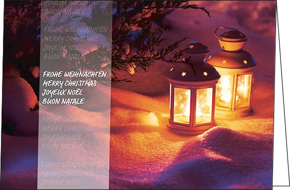 Weihnachtskarten, Laternen-Duo im Schnee