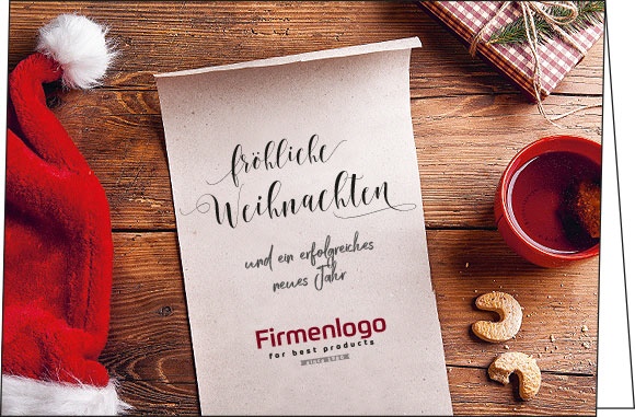 Weihnachtskarten "Brief an Santa" mit Logo