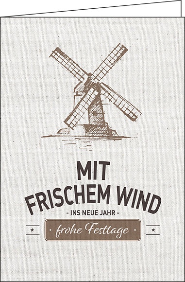 Weihnachtskarten "Windmühle" im Leinenstil