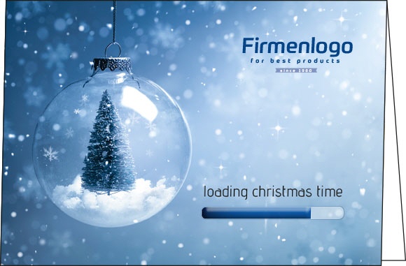 Weihnachtskarte "loading christmas time" mit Logo