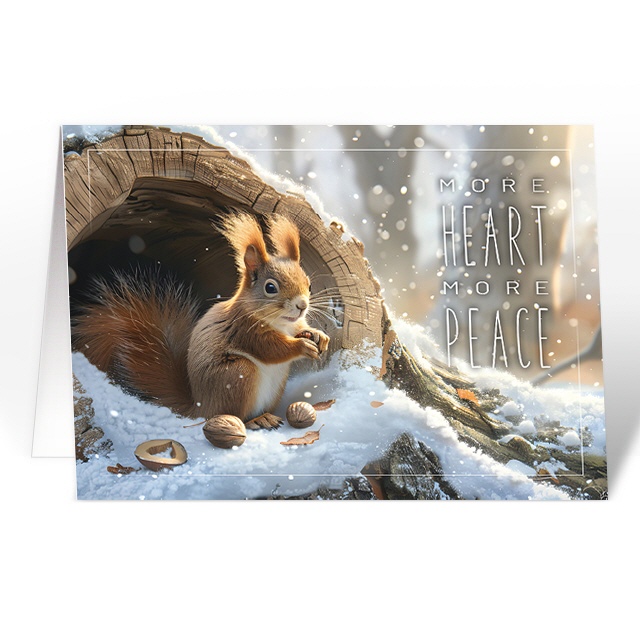 Weihnachtskarten  mit  Eichhörnchen beim Diner