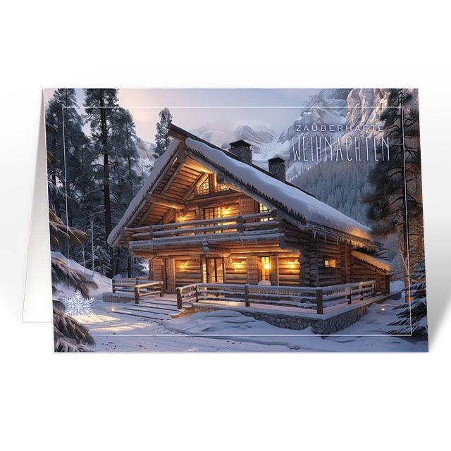 Weihnachtskarten mit "Blockhütten-Zauber"