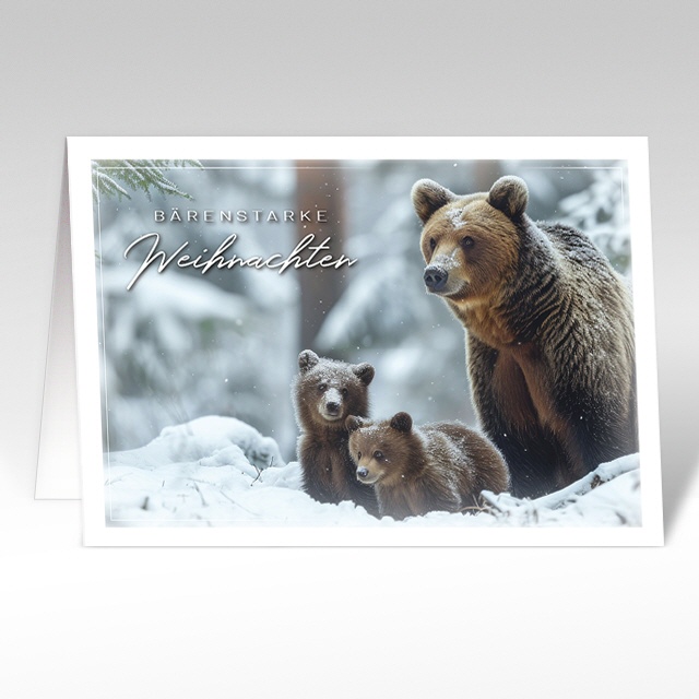 Weihnachtskarten mit Mama-Bär und Nachwuchs