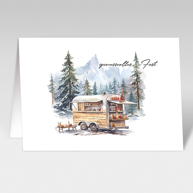 Weihnachtskarten "Leckereiwagen" genussvolles Fest