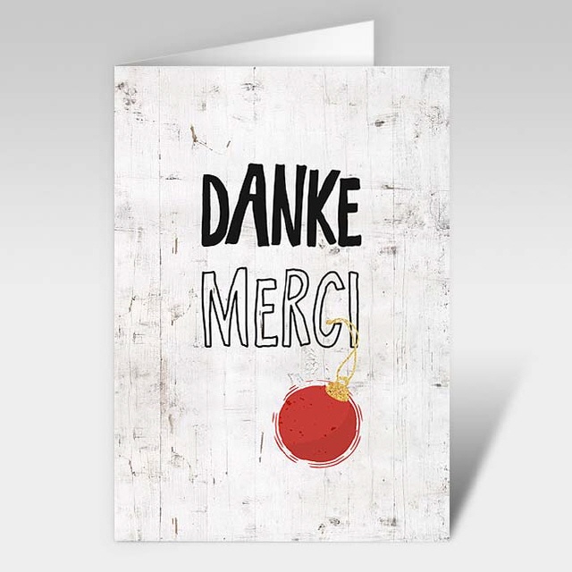 Weihnachtskarte "Danke -- Merci"