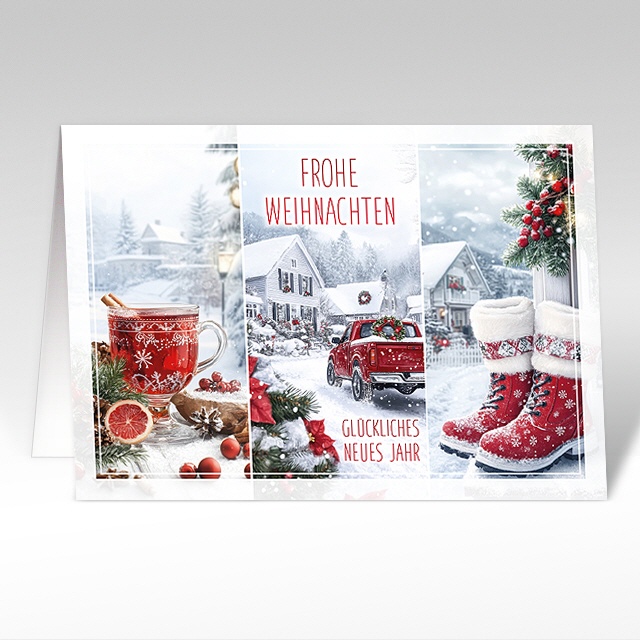 Weihnachtskarten "Liebe Festgr&uuml;sse" deutsch