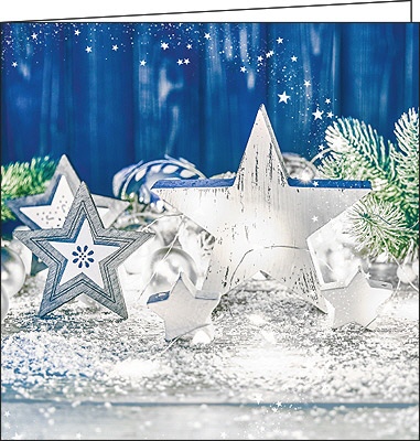 Weihnachtskarten "Heitere Stern-Deko" 12x12