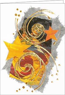 Weihnachtskarte, Sterne, gold, A5 hoch