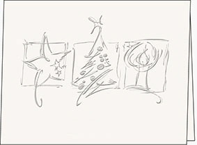 Weihnachtskarte, Tannenbaum, Kerze, Stern