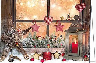 Weihnachtskarte, Adventsfenster, A5 quer