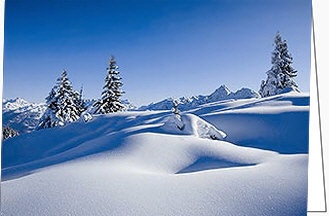 Weihnachtskarte, Schneeberge, A5 quer