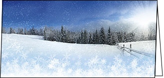 Weihnachtskarte, Eisblumenlandschaft, 210 x 105