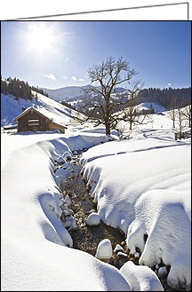 Weihnachtskarte, am Bach, A5 hoch