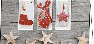 Weihnachtskarte, Sternen-Holzwand, 210 x 105