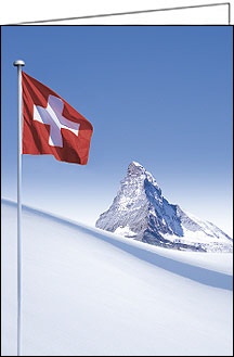 Weihnachtskarte, Matterhorn, Schweizerfahne, A5