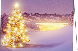 Weihnachtskarte, strahlender Weihnachtsbaum