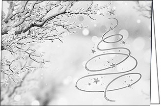 Weihnachtskarte, silver christmas tree, A5 quer