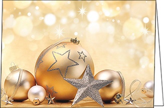 Weihnachtskarte, Weihnachtskugeln & Sternenglitzer