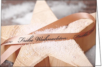 Weihnachtskarte, Holzstern mit Band, A5 quer