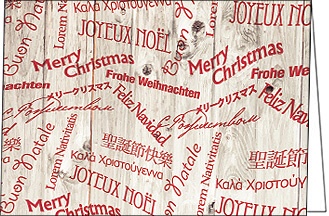 Weihnachtskarte, Frohe Weihnachten mehrsprachig